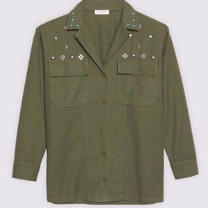 NWOT SANDRO Paris Green Jacket Size 38M Studded